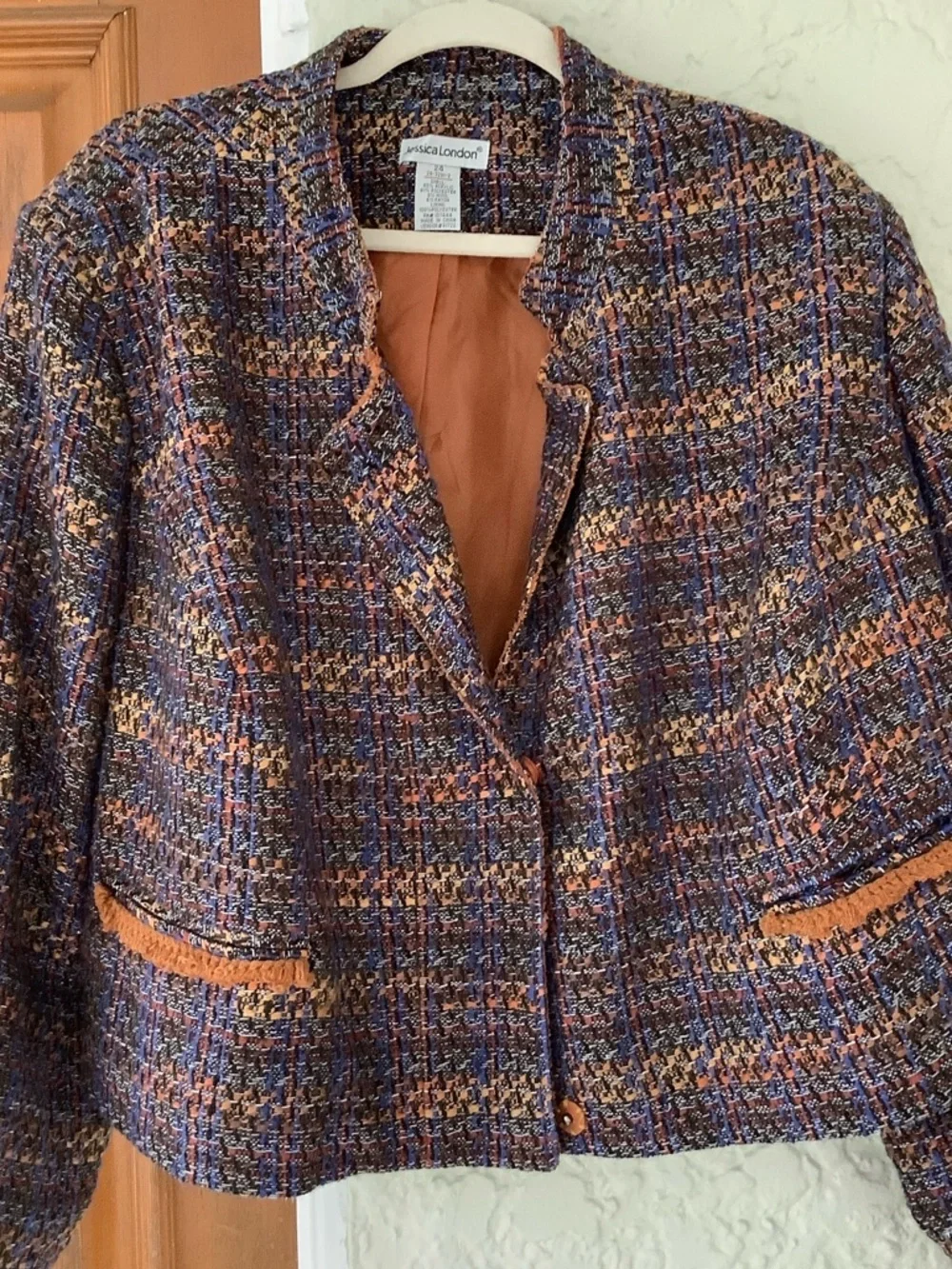 Jessica London Purple and Brown Tweed Bouclé Jacket - Picture 2 of 7